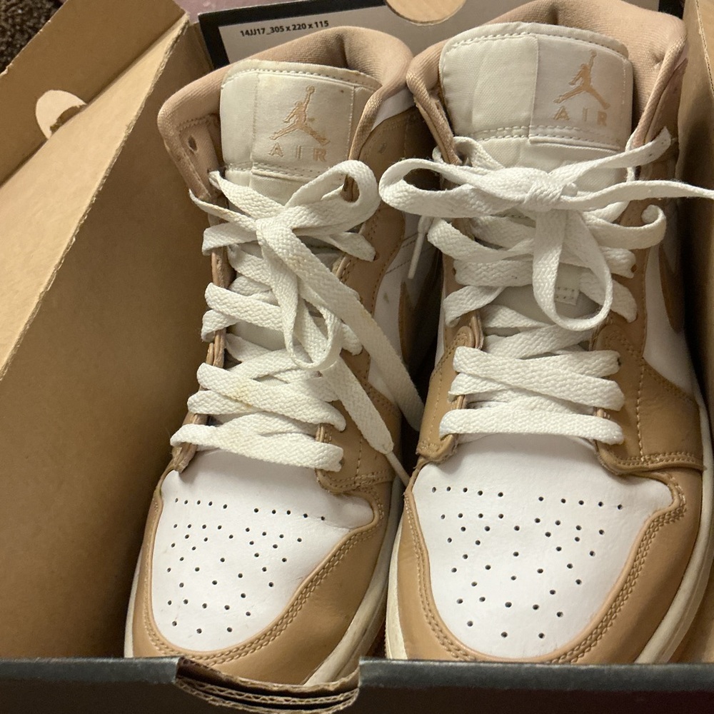 Nike Air Jordan Mid Sneakers - White and Brown - Picture 5 of 9